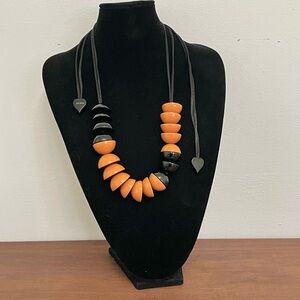 Elegant Orange-ish and Black Beaded Necklace